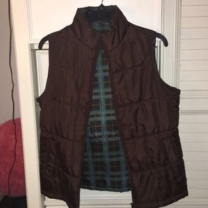 Reversible Brown And Plaid Puffer!!